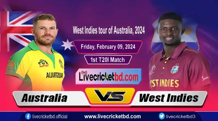 Live Cricket Score, Australia vs West Indies, 1st T20I