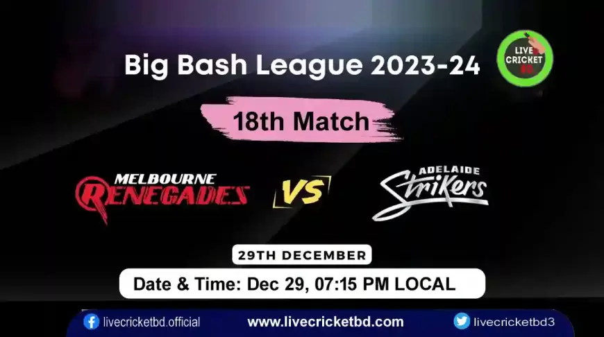 Live Cricket Score Melbourne Renegades vs Adelaide Strikers, 18th Match