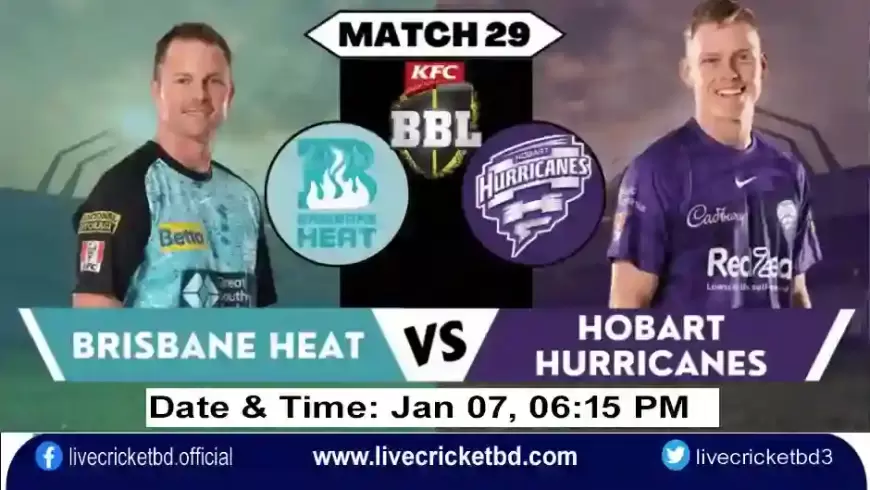 Live Cricket Score Brisbane Heat vs Hobart Hurricanes  29th Match