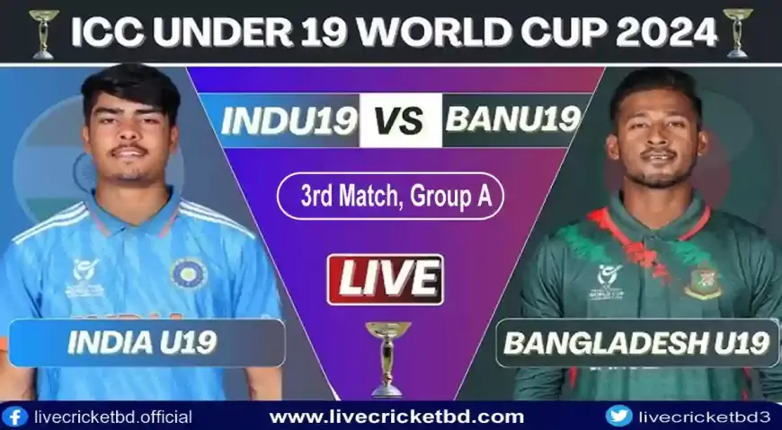 Live Cricket Score, Bangladesh U19 vs India U19, 3rd Match, Group A