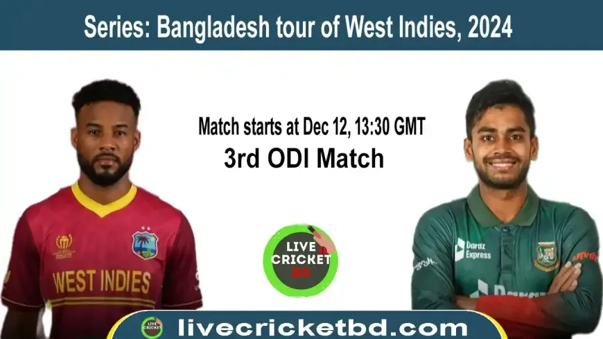 West Indies vs Bangladesh, 3rd ODI Match Live Cricket Score