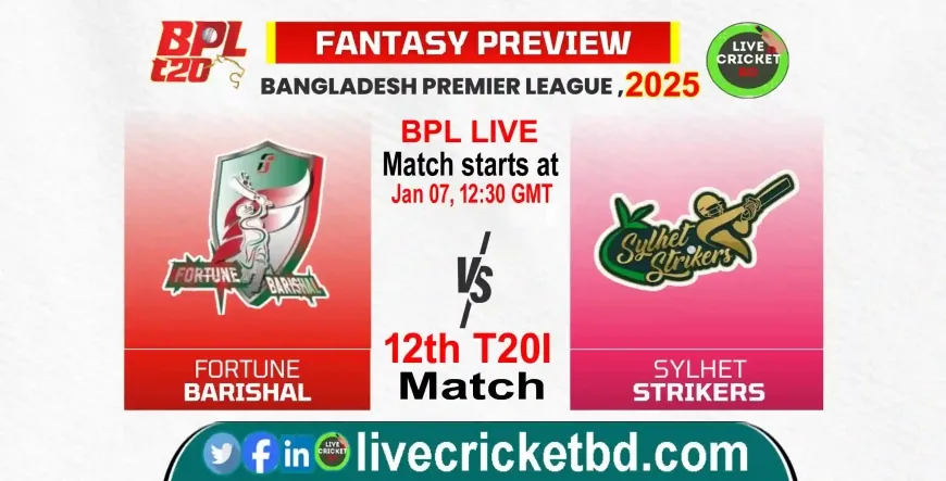 Fortune Barishal vs Sylhet Strikers, 12th Match live cricket  score