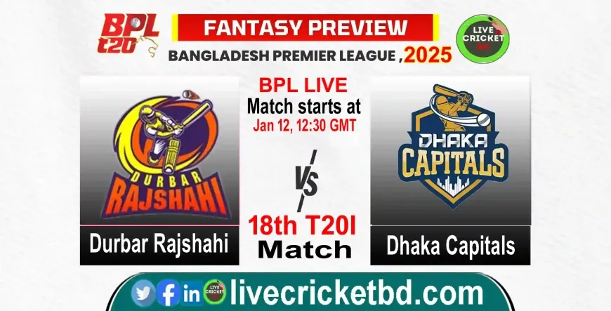 Durbar Rajshahi vs Dhaka Capitals, 18th Match Bpl2025 Live Cricket score